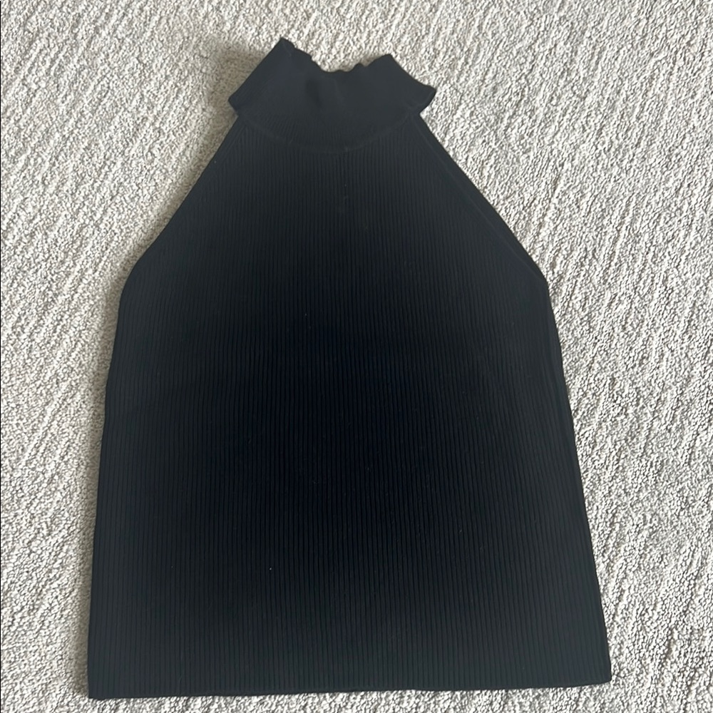 Black Ribbed Sleeveless Top